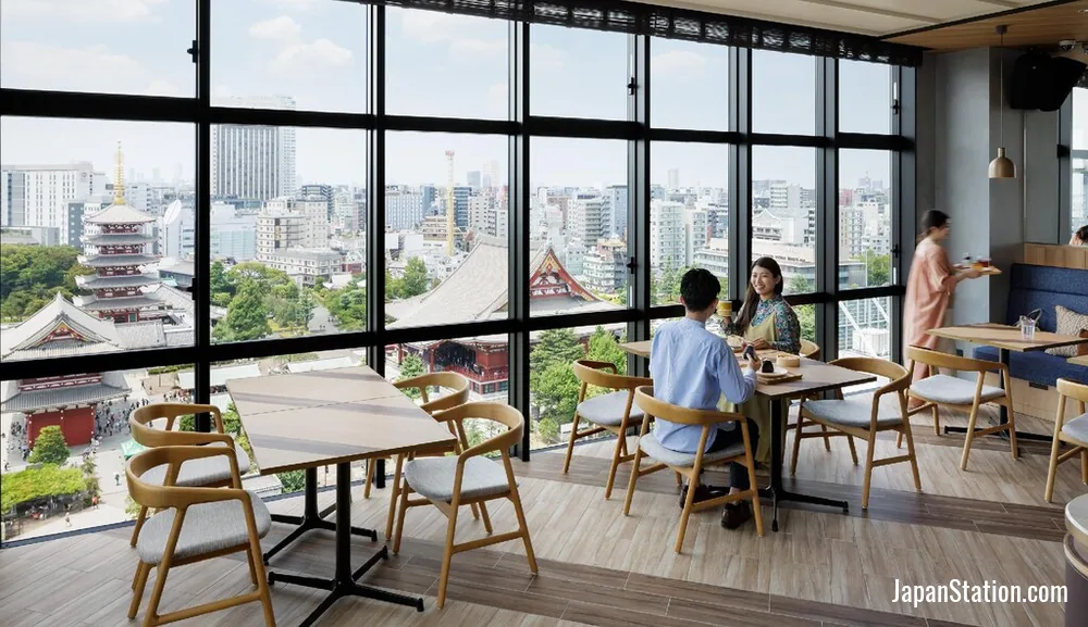 Dining area at OMO3 Asakusa by Hoshino Resorts.