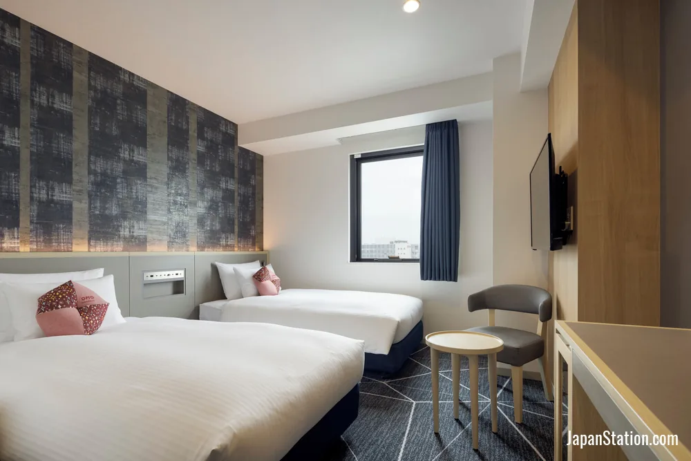 Guest room at OMO5 Hakodate by Hoshino Resorts.