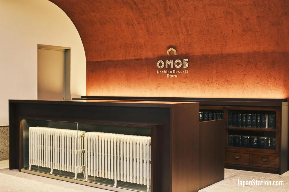 Reception area at OMO5 Otaru by Hoshino Resorts.