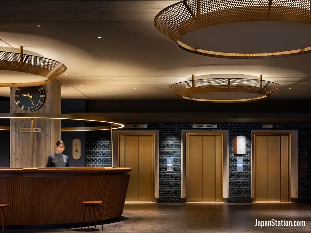 Reception area at OMO7 Yokohama by Hoshino Resorts.