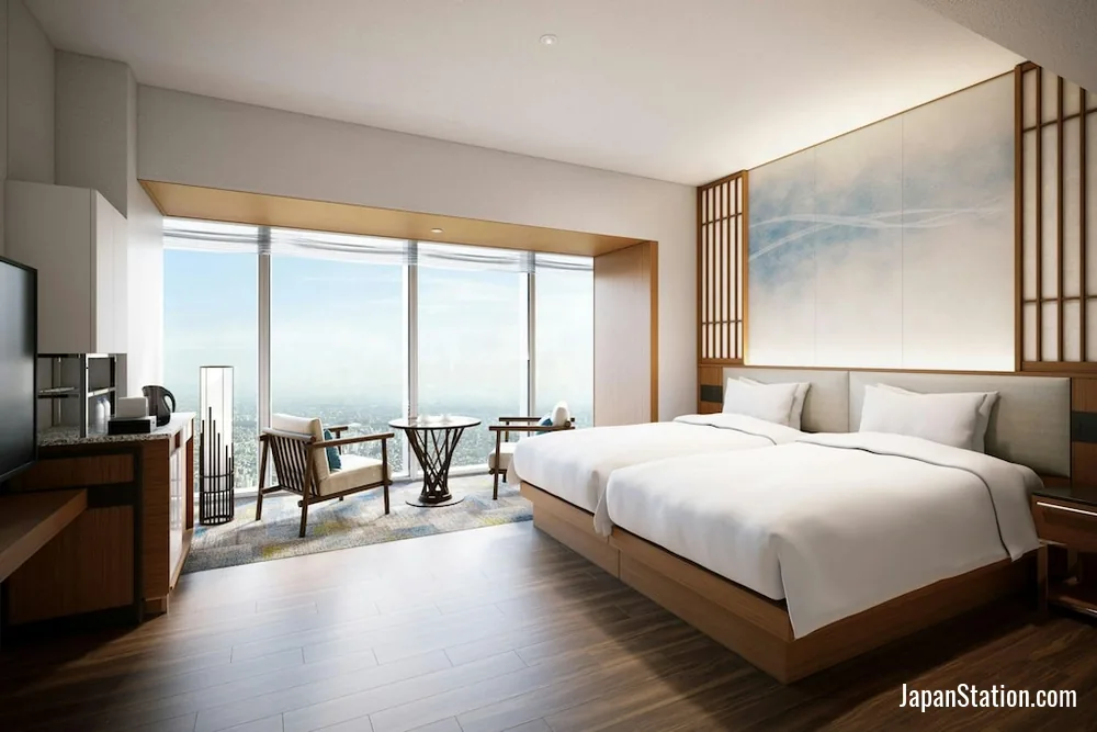Guest room at Osaka Marriott Miyako Hotel.
