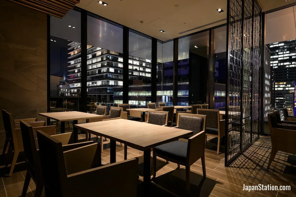 Dining area at remm Tokyo Kyobashi.