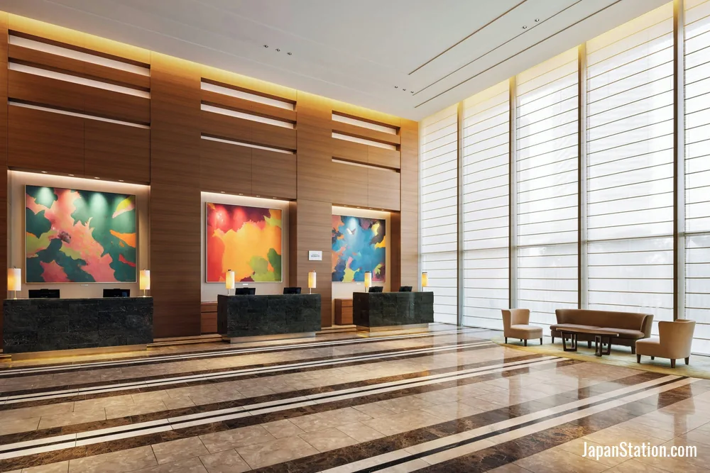 Reception area at Sheraton Grand Hiroshima Hotel.