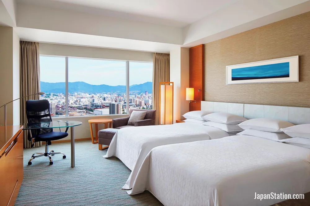 Guest room at Sheraton Grand Hiroshima Hotel.