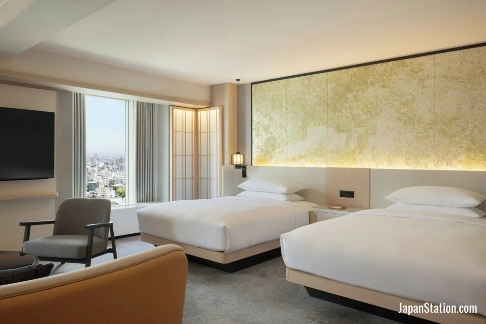 Guest room at Sheraton Miyako Hotel Osaka.