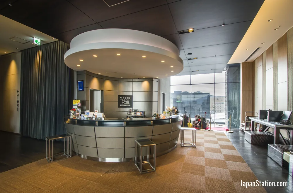 Reception area at Solaria Nishitetsu Hotel Kagoshima.