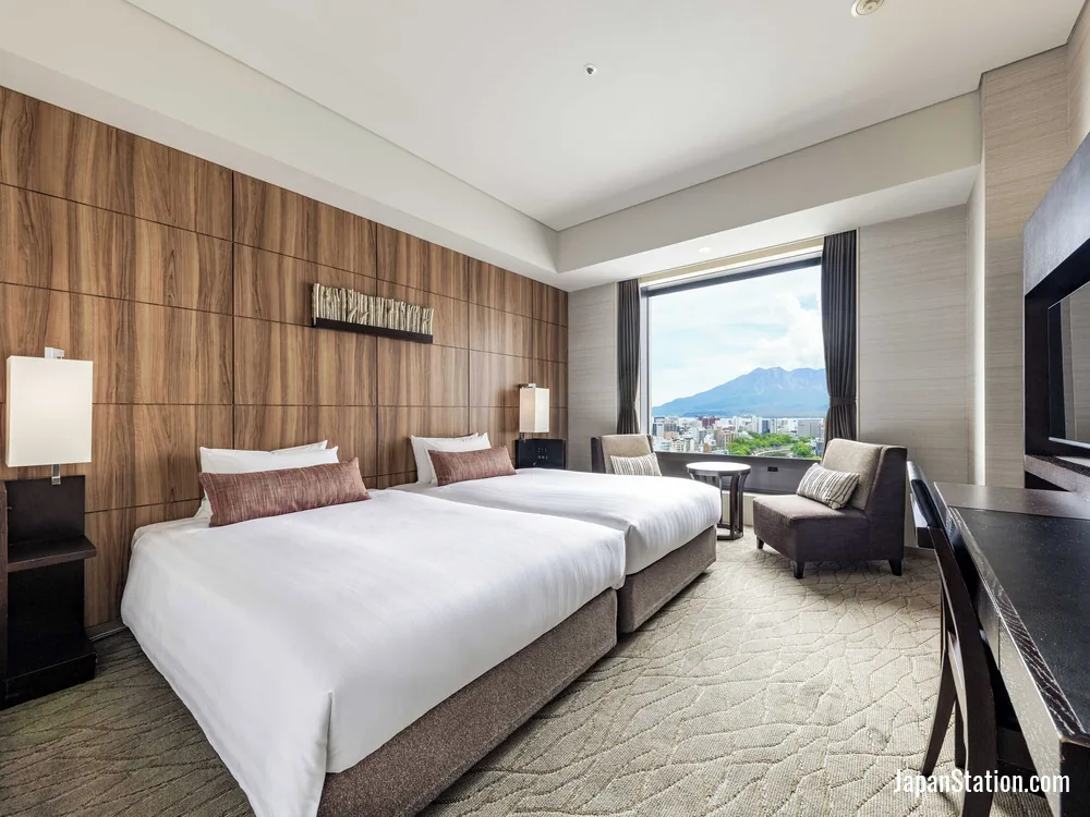 Guest room at Solaria Nishitetsu Hotel Kagoshima.