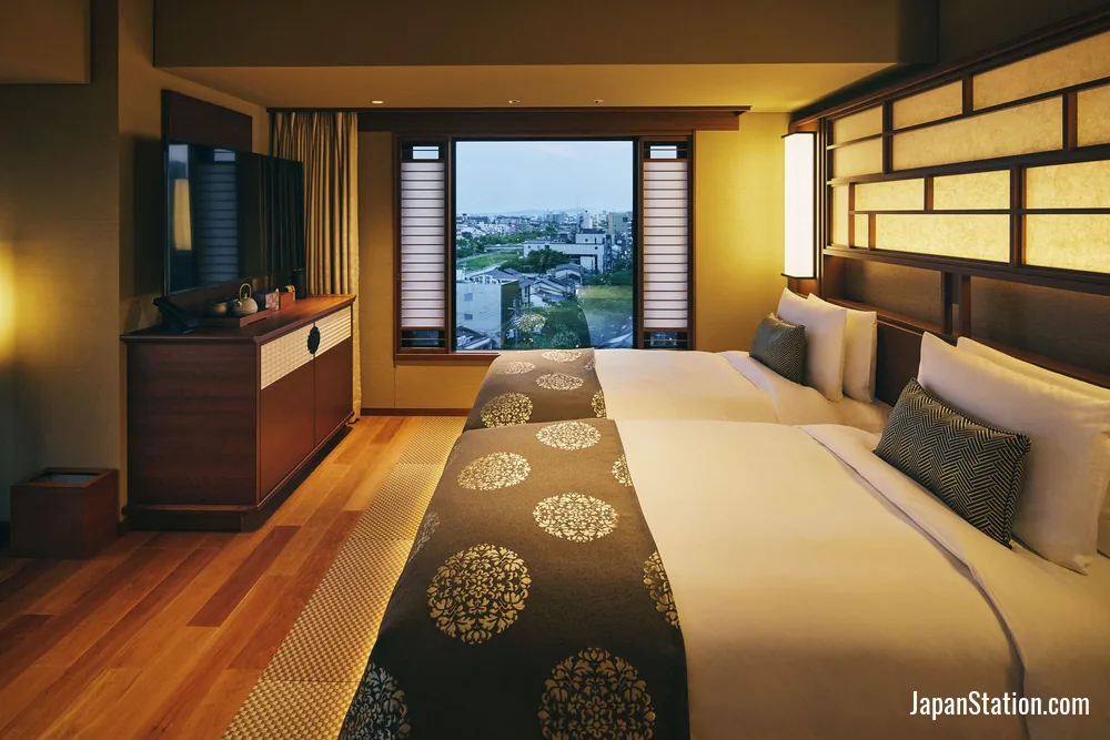 Guest room at Sora Niwa Terrace Kyoto.
