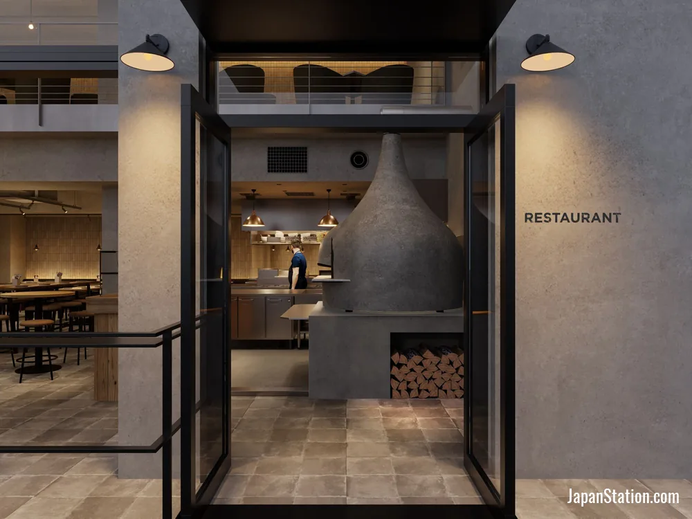 Restaurant entrance at THE KNOT FUKUOKA Tenjin.