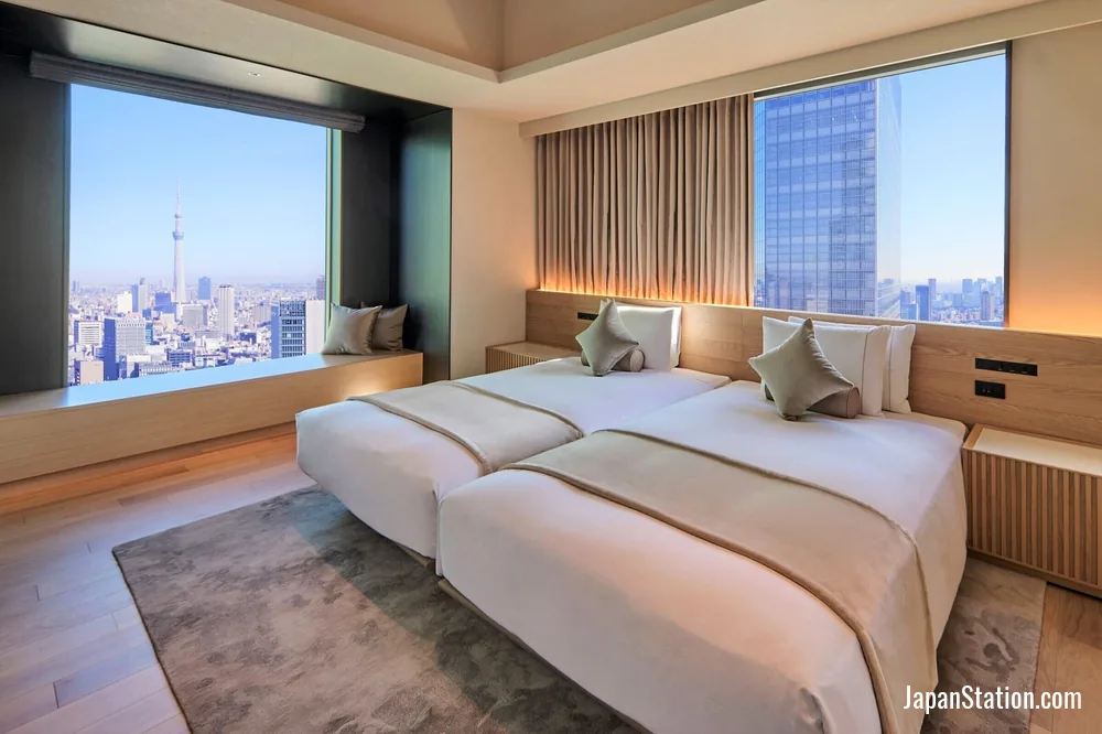 Guest room at The Royal Park Hotel Iconic Tokyo Shiodome.