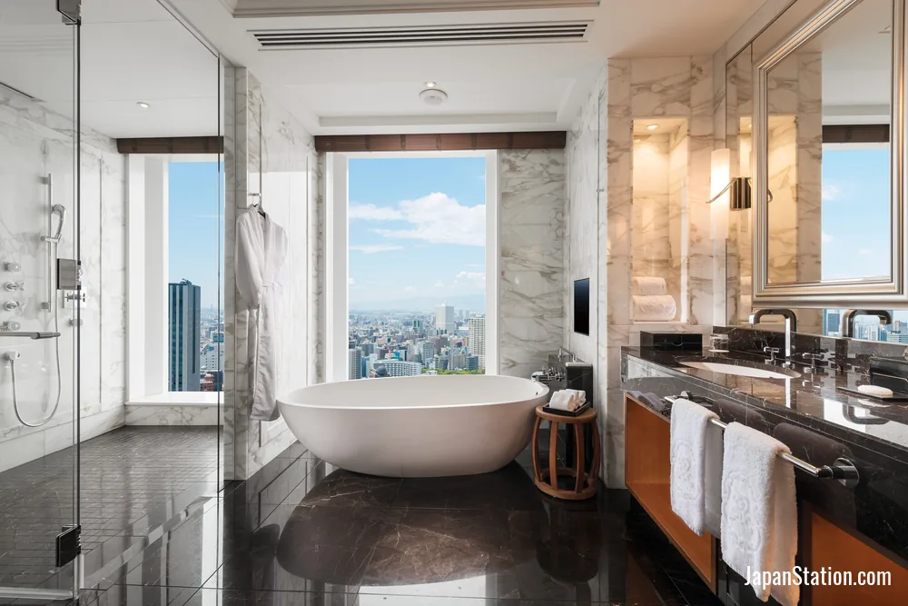Bathroom in a guest room at The St. Regis Osaka.