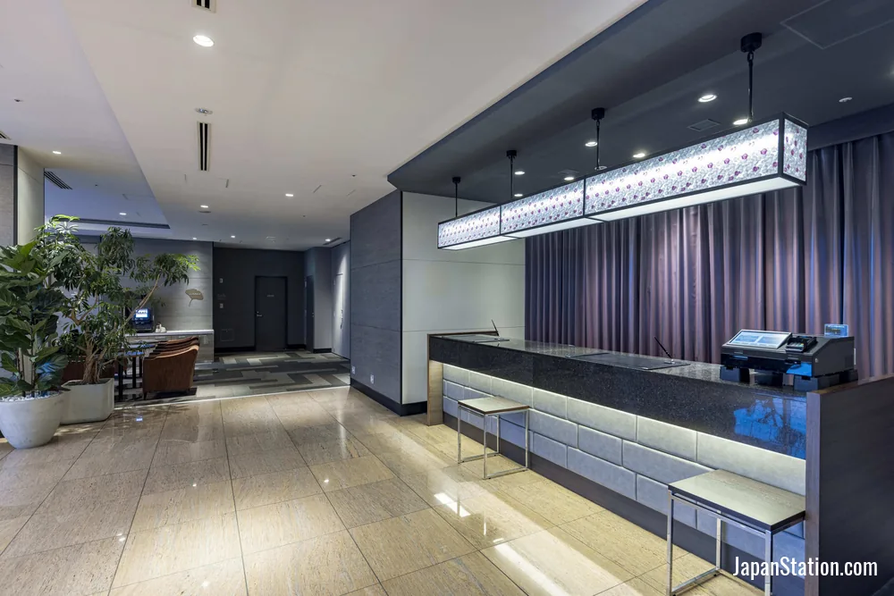 Reception area at Tokyu Stay Aoyama Premier.