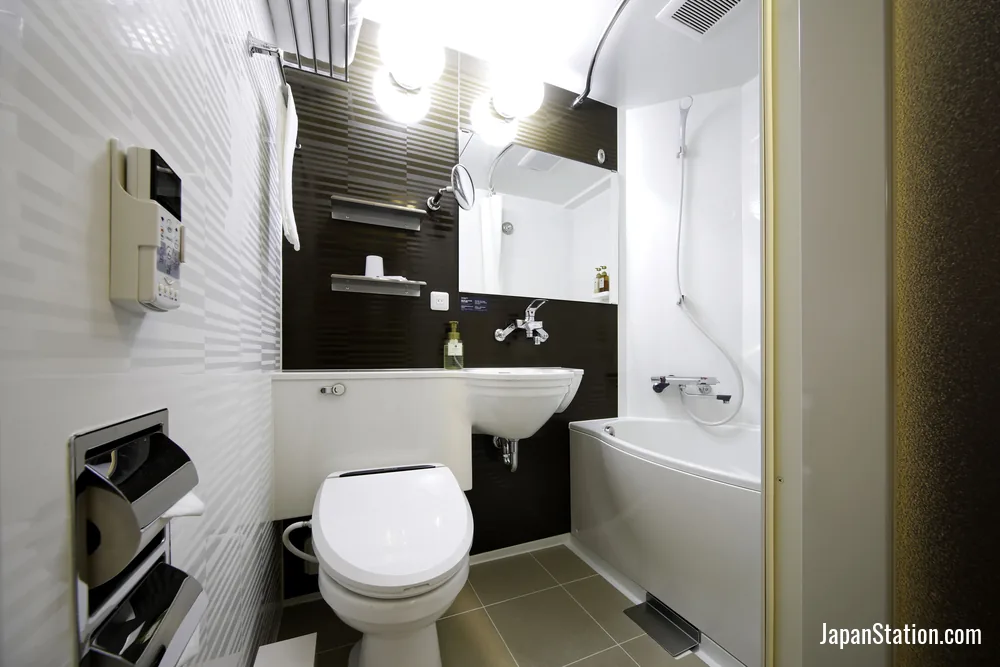 Bathroom in a guest room at Travelodge Kyoto Shijo Kawaramachi.