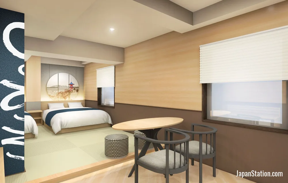 Guest room at Travelodge Kyoto Shijo Kawaramachi.