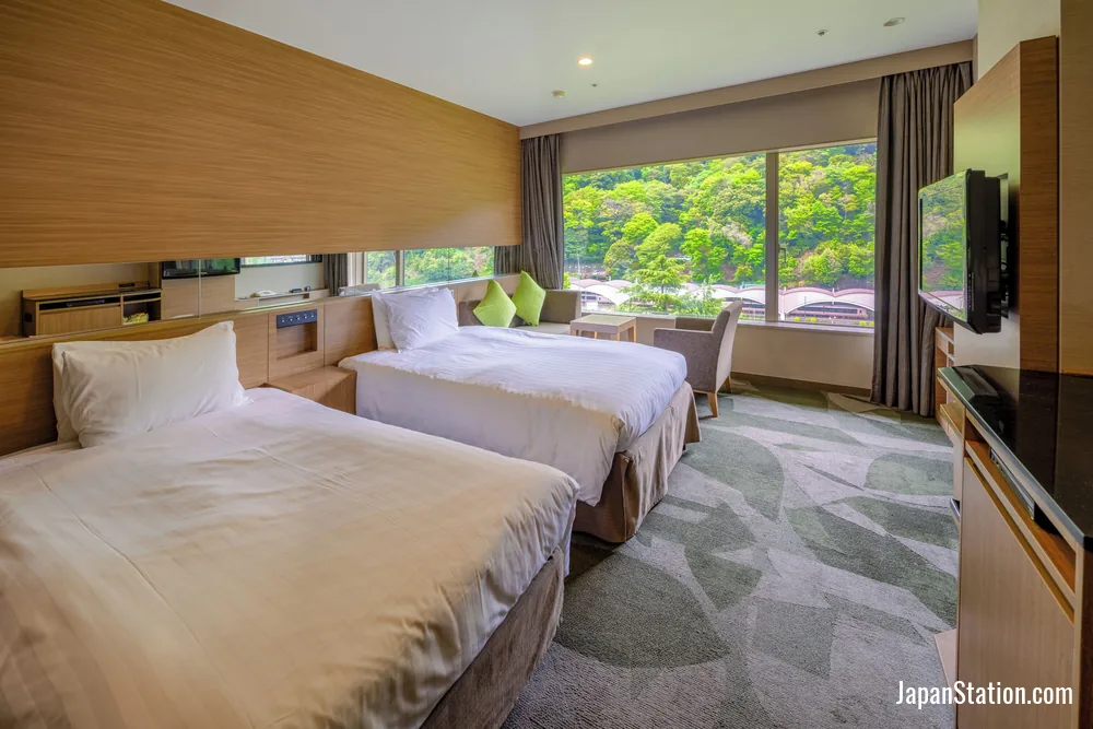 Guest room at Yumoto Fujiya Hotel.