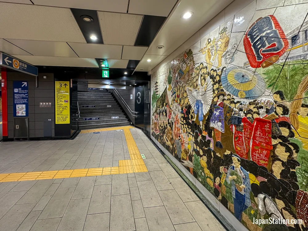 Subway exit at Asakusa Station.