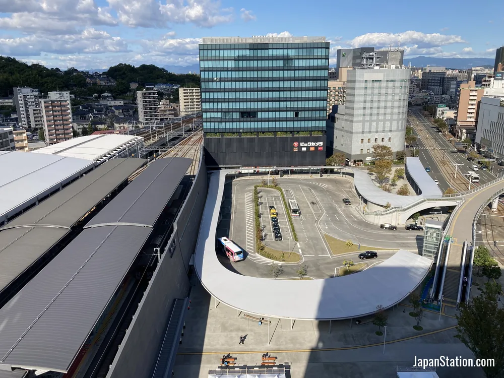 Station-front square at Kumamoto Station.